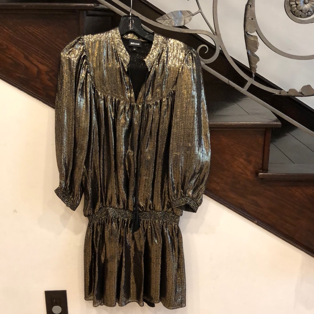 Just Cavalli Metallic drop waist dress
